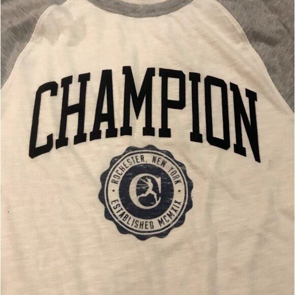 Champion Mens Baseball Raglan Tee 3/4 Sleeve Gray & White Size M - Picture 3 of 11